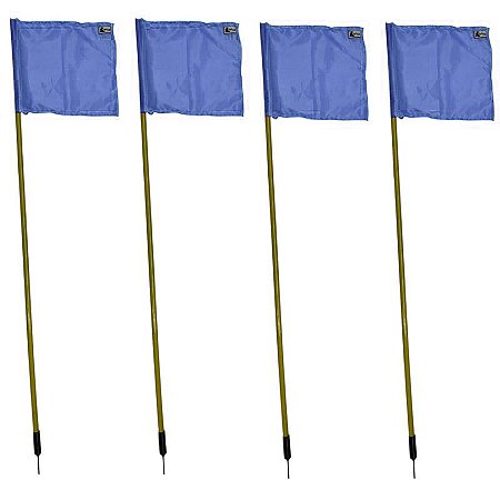 Kit 4 Bandeiras De Escanteio Em PVC Com Mola Futebol Azul Dafoca Sports