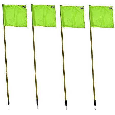 Kit 4 Bandeiras De Escanteio Em PVC Com Mola Futebol Verde Limão Dafoca Sports