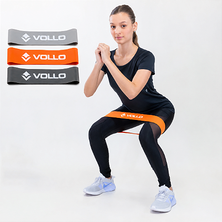 Kit Mini Band em Nylon para Pilates e Fisioterapia 3 Níveis VP1007 Vollo Sports
