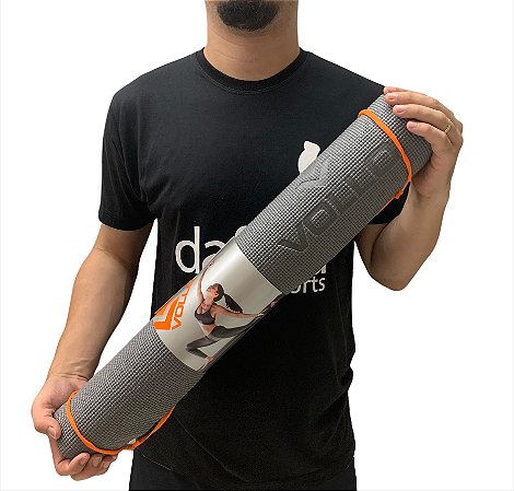 Tapete de Yoga Vollo VP1038 Cinza 4mm Com Alça Transporte