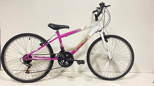 BICICLETA ARO 24 VERDEN LIVE COR: BRANCO E ROSA - USADA