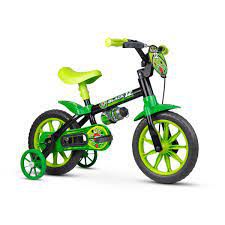 BICICLETA ARO 12 NATHOR BLACK PRETA E VERDE