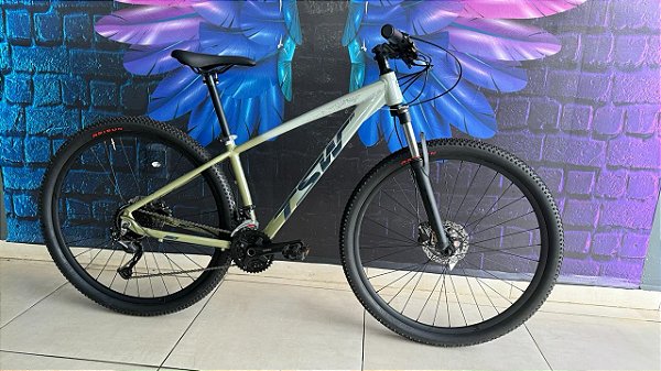 BICICLETA ARO 29 TSW HUNCH PLUS 27V CINZA E VERDE TAM 15,5