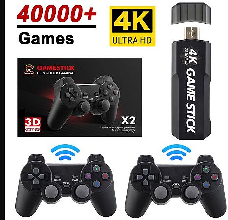 Console de videogame 2.4G duplo controlador sem fio Game Stick 4K 1000