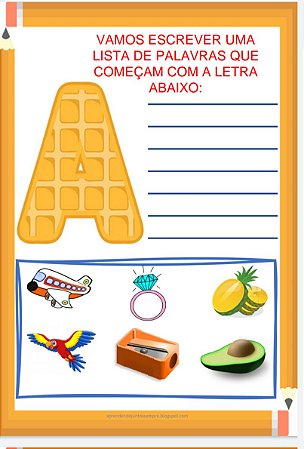 Apostila de escrita de palavras com mesma letra inicial