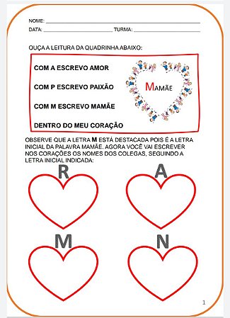 Atividades letra inicial