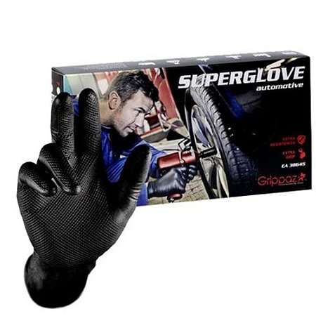 Luva Preta Nitrilo T 08 (M) - 50 Unidades - Superglove Automotive