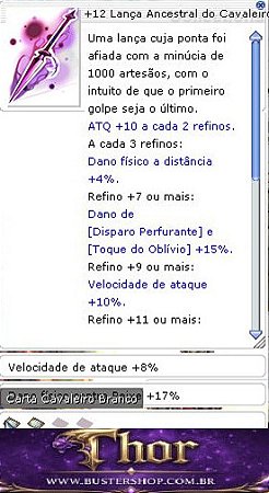 +12 Lança Ancestral do Cavaleiro Rebelde (Vel. ATQ 8%) (Dano Peixe 17%)