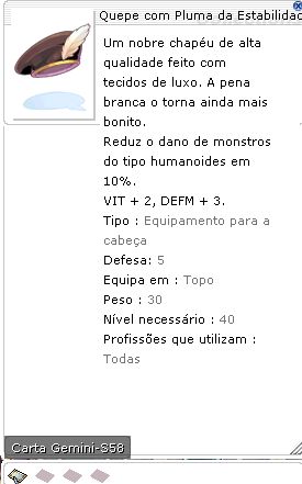 Quepe com Pluma da Estabilidade