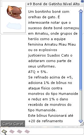 +9 Boné de Gatinho Nível Alto