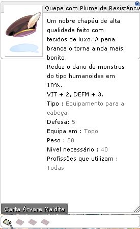 Quepe com Pluma da Resistência á Magia