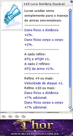 +10 Luva Sombria Durável