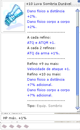 +10 Luva Sombria Durável