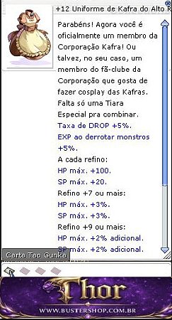 +12 Uniforme da Kafra do Alto Risco