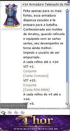 +14 Armadura Tatenashi do Mamute