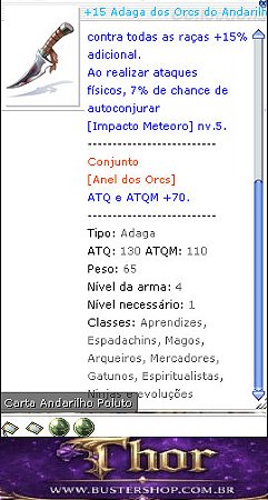 +15 Adaga dos Orcs do Andarinho Bi EL7 BI