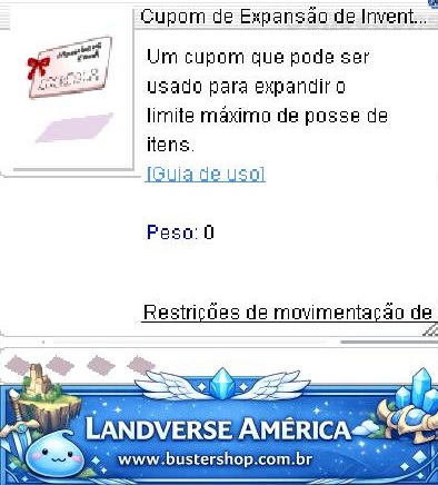 Cupom de Expansão de Inventário