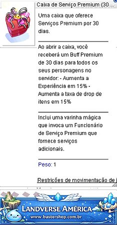 Caixa de Serviço Premium (30 Dias)