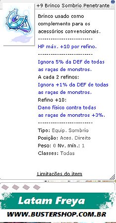 +9 Brinco Sombrio Penetrante