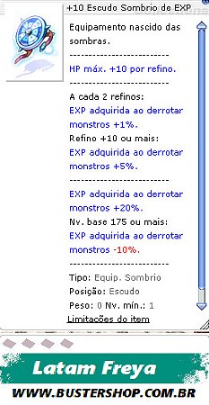 +10 Escudo Sombrio de EXP