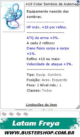 +10 Colar Sombrio de Automagia