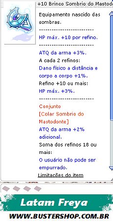 +10 Brinco Sombrio do Mastodonte