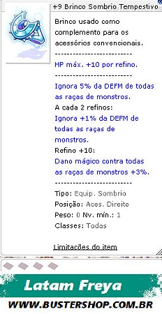 +9 Brinco Sombrio Tempestivo