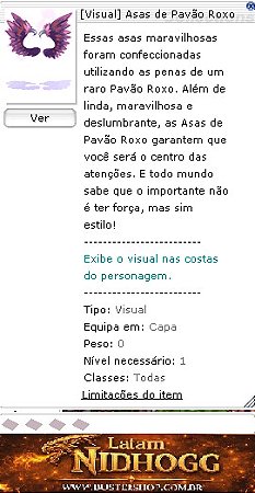 [Visual] Asas de Pavão Roxo