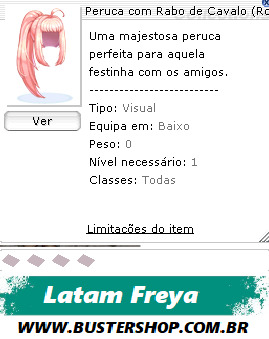 Peruca com Rabo de Cavalo (Rosa)