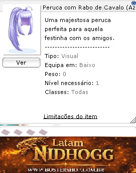 Peruca com Rabo de Cavalo (Azul)