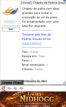 Chapéu de Peônia Dourada Encantada o Criador