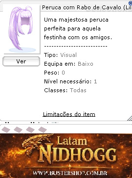 Peruca com Rabo de Cavalo Lilas
