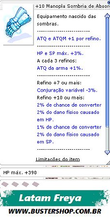 +10 Luva Sombria de Absorção