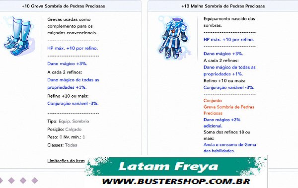 +10 Combo Malhas e Grevas Preciosas