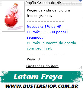 100 Unidades Poção Grande de HP