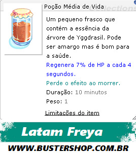 50 Unidades Poção Média de Vida