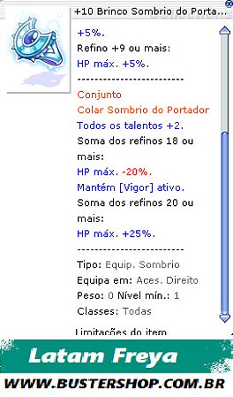 +10 Brinco Sombrio do Portador