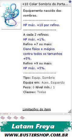 +10 Colar Sombrio do Portador