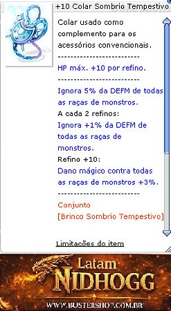+10 Colar Sombrio Tempestivo
