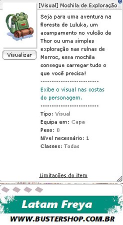[Visual] Mochila de Exploração