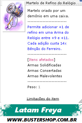 Martelo de Refino do Relógio