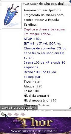 +10 Katar de Cinzas Cabal