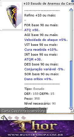 +10 Escudo de Anemos da Cavaleira