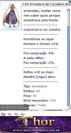 +10 Armadura do Cavaleiro Branco do Alto Risco