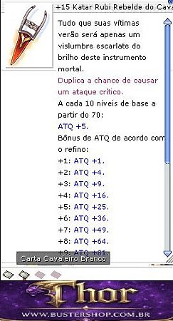 +15 Katar Rubi Rebelde do Cavaleiro