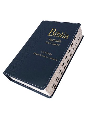 Biblia Sagrada Harpa Letra Hipergigante Indice Luxo Azul