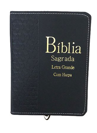 Biblia Média com Harpa Letra Grande Índice Capa Luxo Preta