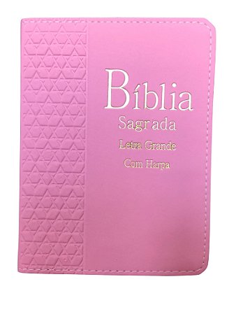 Biblia Média com Harpa Letra Grande Índice Capa Luxo Rosa
