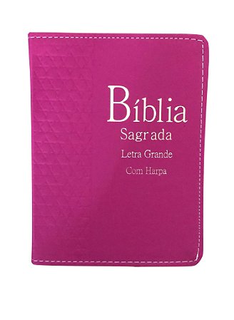 Biblia Média com Harpa Letra Grande Índice Capa Luxo Pink