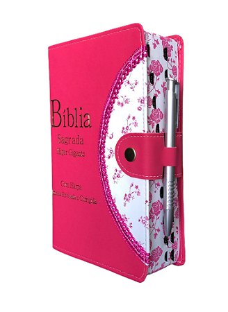 Biblia Carteira Harpa Letra Hipergigante Índice Rosa Escuro